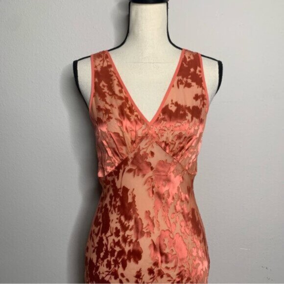 NWT Rollas Anthropologie Eliza Peach Sheer Midi/Maxi Dress - Picture 9 of 13